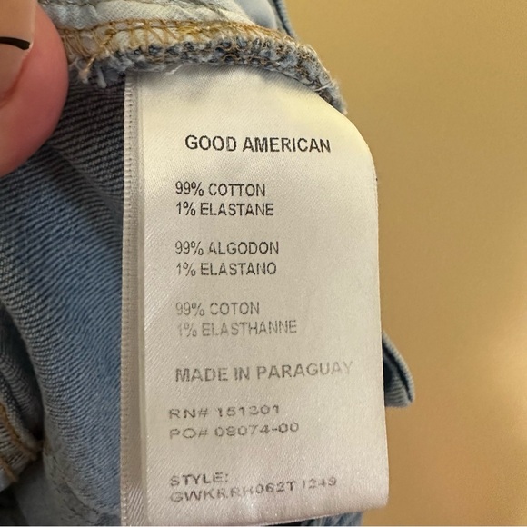 Good American Good Classic Raw Hem Ripped Jeans Womens 18 Blue - Picture 5 of 6